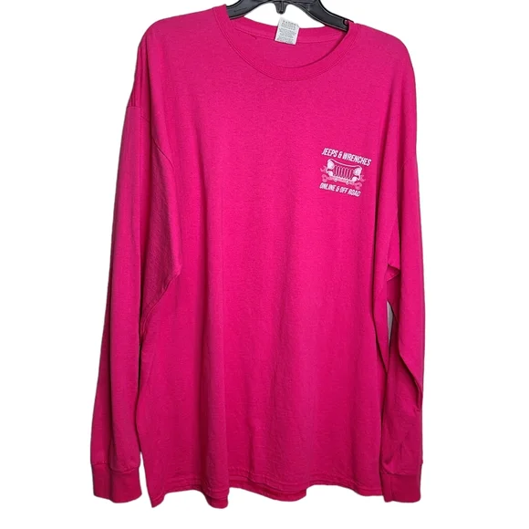 Jerzees Heavyweight Long Sleeve Pink Tshirt Graphic Jeeps & Wrenches - Picture 3 of 8